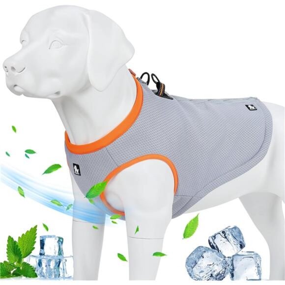 Dog Cooling Vest Dog Harness Cooler Jacket with Adjustable Zipper for Outdoor - Picture 1 of 7